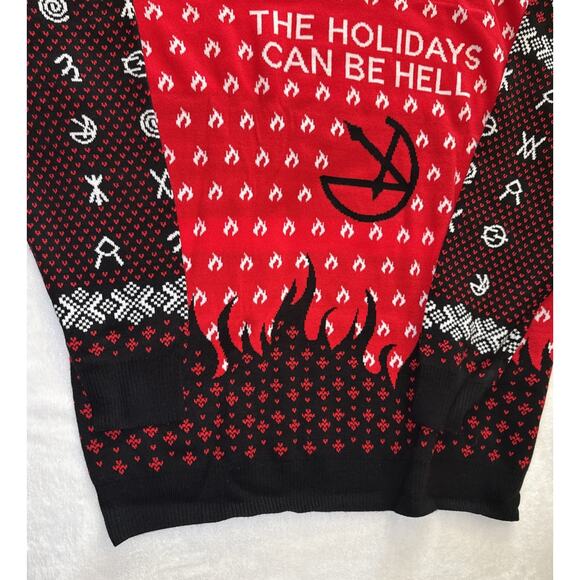 Ugly Christmas Sweater Men's Size XXXL Helstrom Red Flames Goth NWT - Picture 4 of 5